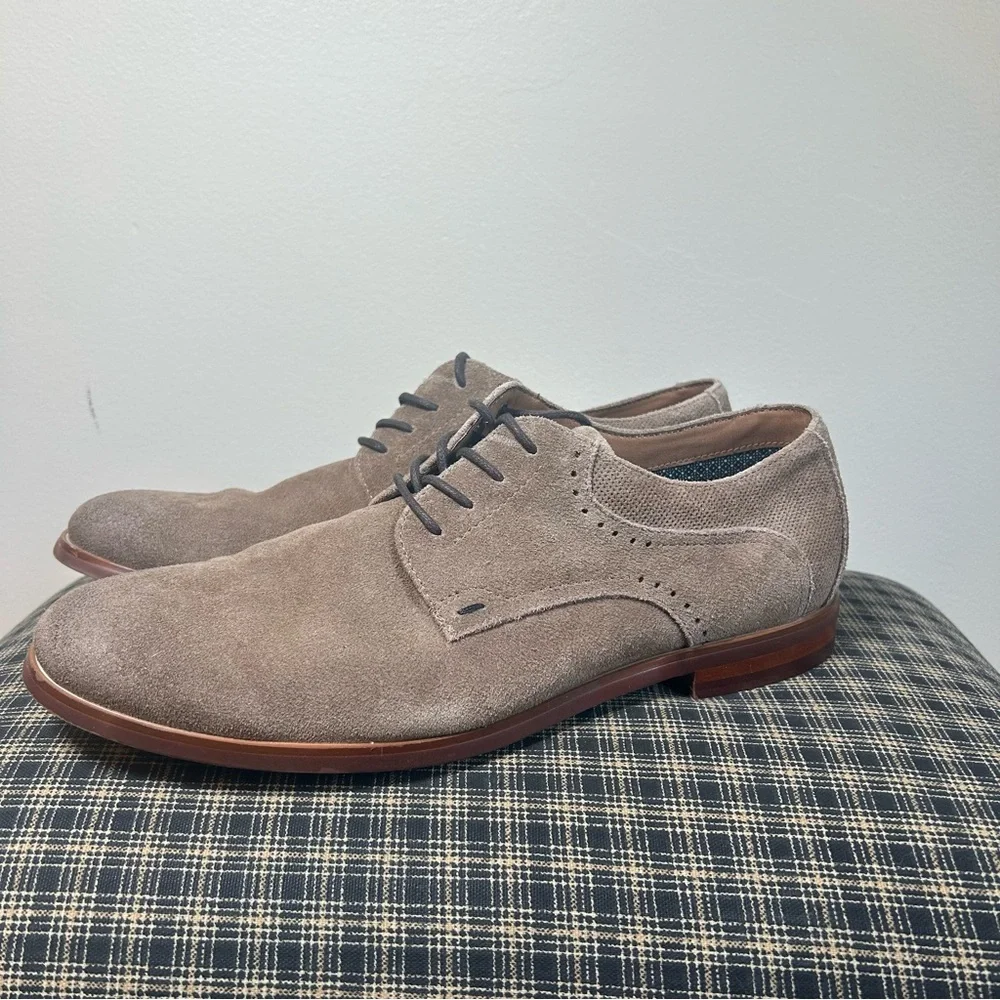 Fairlane Mens Suede Derby Dress Shoes‎ Taupe Lace Up Size 10.5